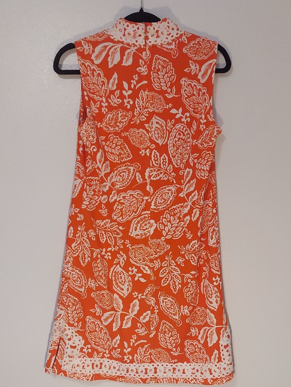 Eliza J Orange & White Floral Sleeveless V-Neck Lace Shift Dress Size 6 - Picture 3 of 11